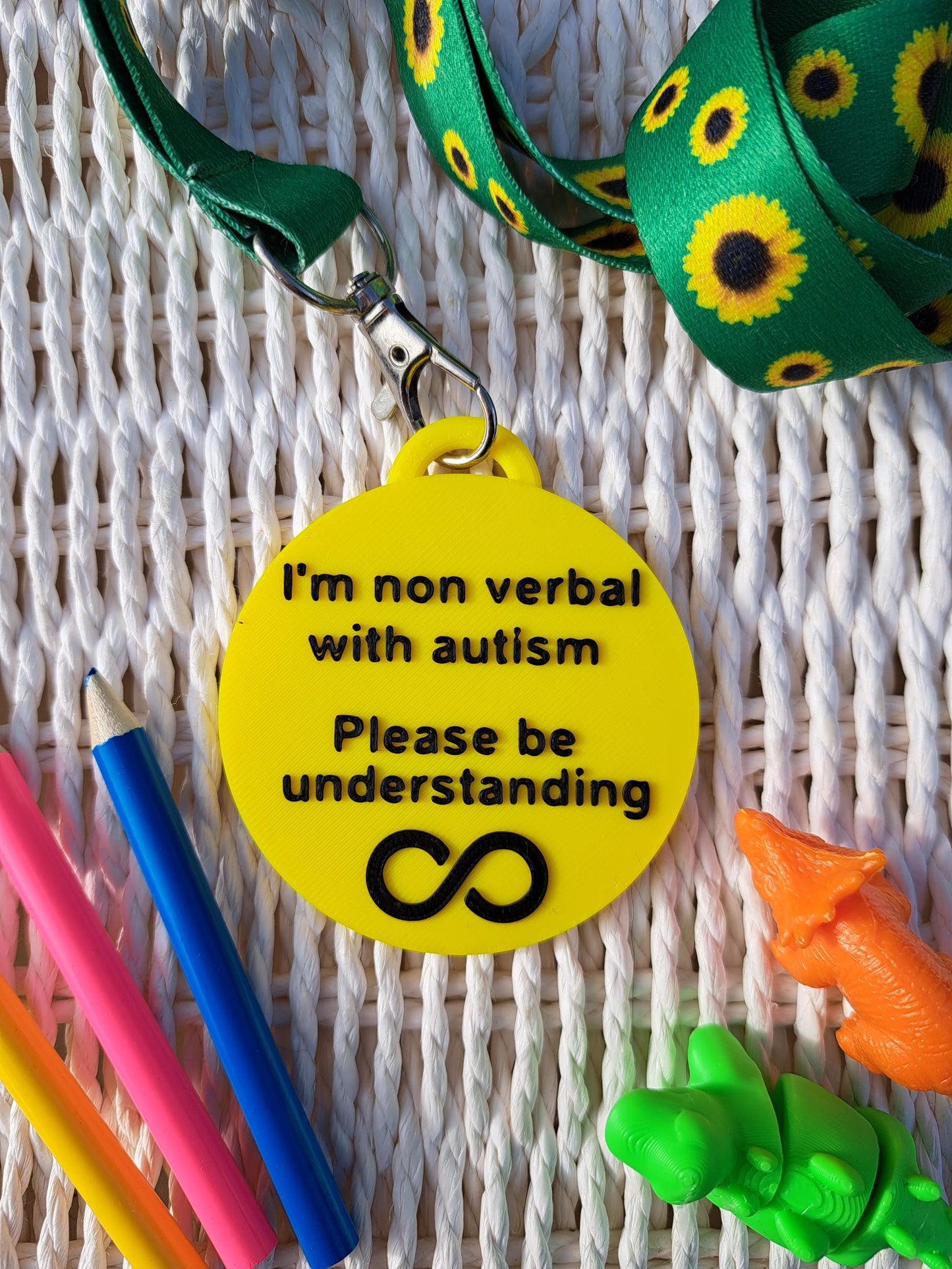 Round Autism Awareness Talk Tags – Nonverbal Communication