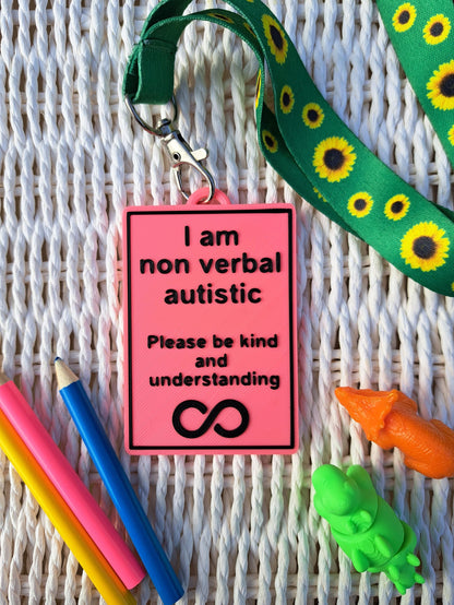 Autism Awareness Talk Tags - I Am Non Verbal Autistic