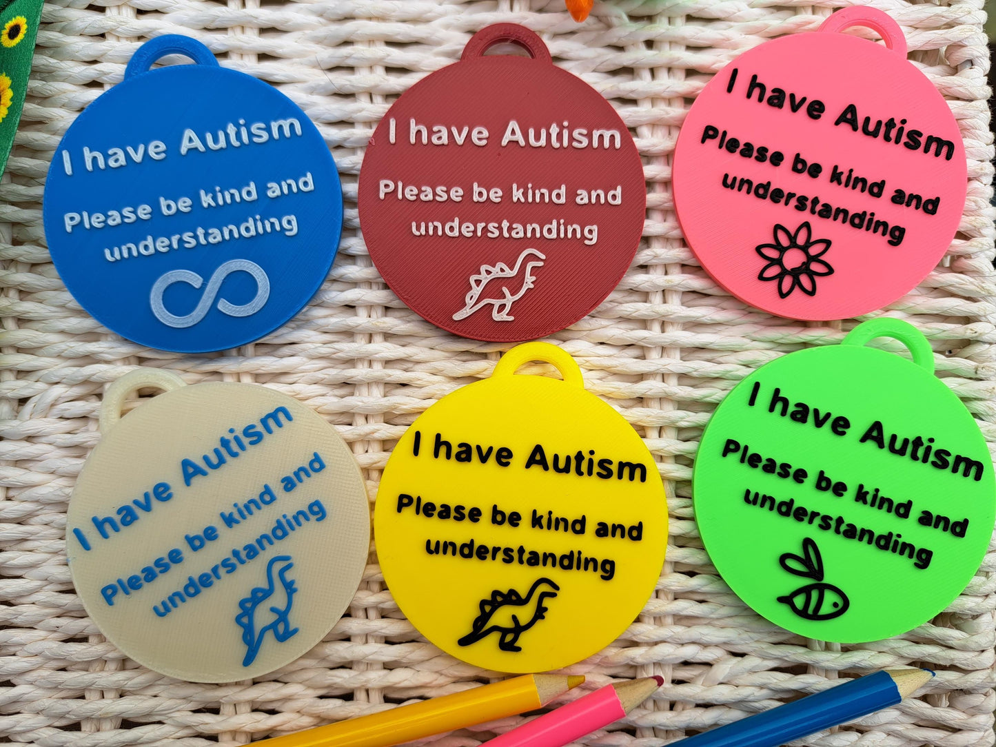 Round “I Have Autism” Awareness Talk Tags