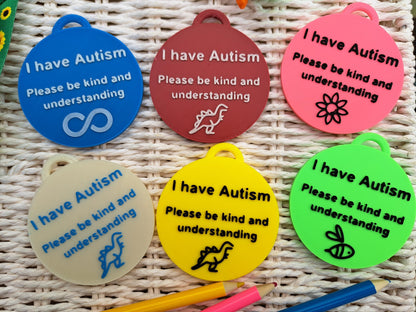 Round “I Have Autism” Awareness Talk Tags