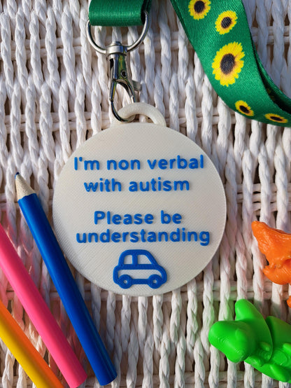 Round Autism Awareness Talk Tags – Nonverbal Communication
