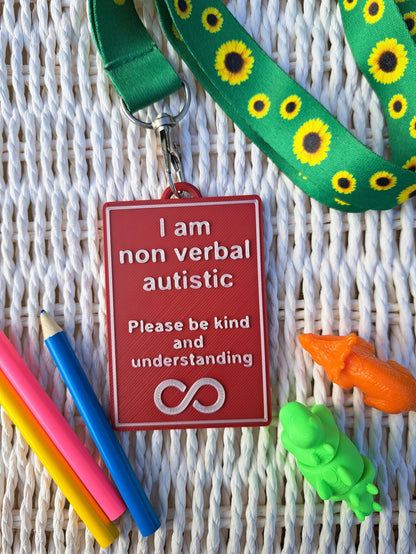 Autism Awareness Talk Tags - I Am Non Verbal Autistic
