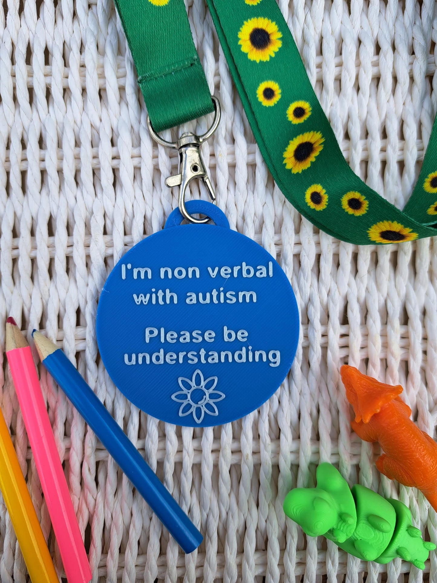 Round Autism Awareness Talk Tags – Nonverbal Communication