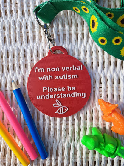 Round Autism Awareness Talk Tags – Nonverbal Communication