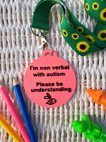 Round Autism Awareness Talk Tags – Nonverbal Communication